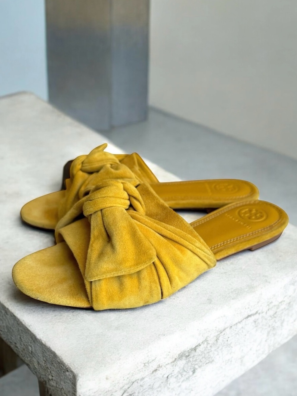 Tory Burch Annabelle Bow Sandals Suede Slides
